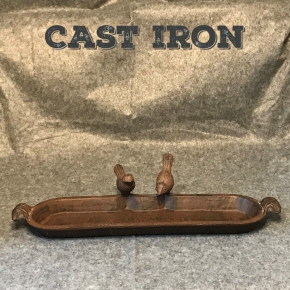 Cast Iron 15" Rustic Garden Bird Feeder Bath - Picture 1 of 10